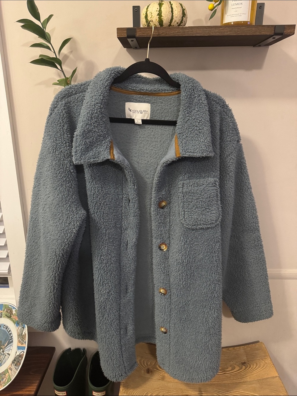 Koolaburra by Ugg Dusty Blue Teddy Sherpa Jacket Size Large
